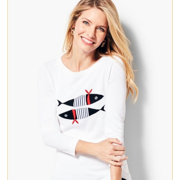 Talbots Sweaters - TALBOTS Striped 'French' Fish Nautical Sweater